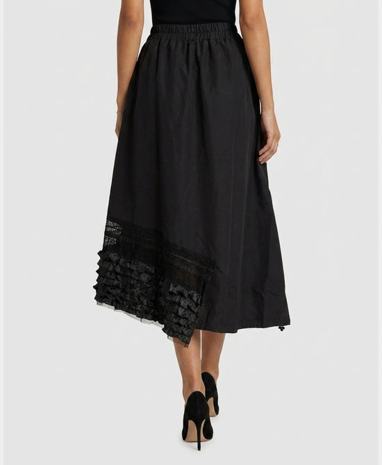 
Mixed Media Midi Skirt in BLACK view 2