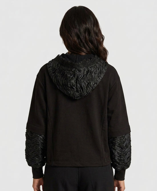 
Mixed Media Hoodie in BLACK view 2