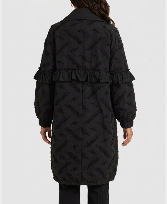
Textured Jacket w/ Ruffle Trim in BLACK view 2