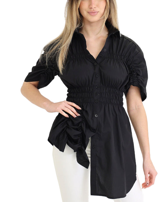 Asymmetrical Ruched Top view 