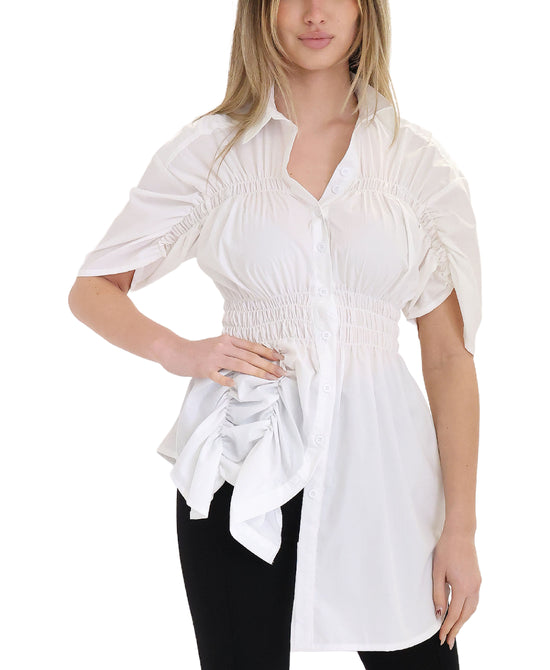 Asymmetrical Ruched Top view 