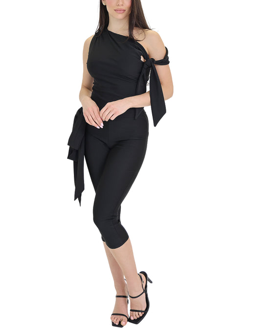 Off Shoulder Top & Capri Pant Set- 2 Pc Set view 