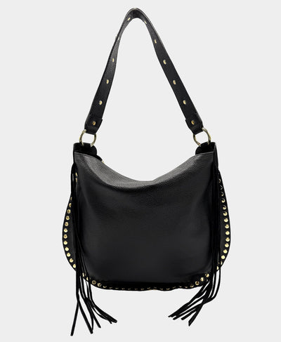 Suede & Leather Studded Fringe Handbag image 2