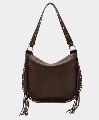 Suede & Leather Studded Fringe Handbag image 4