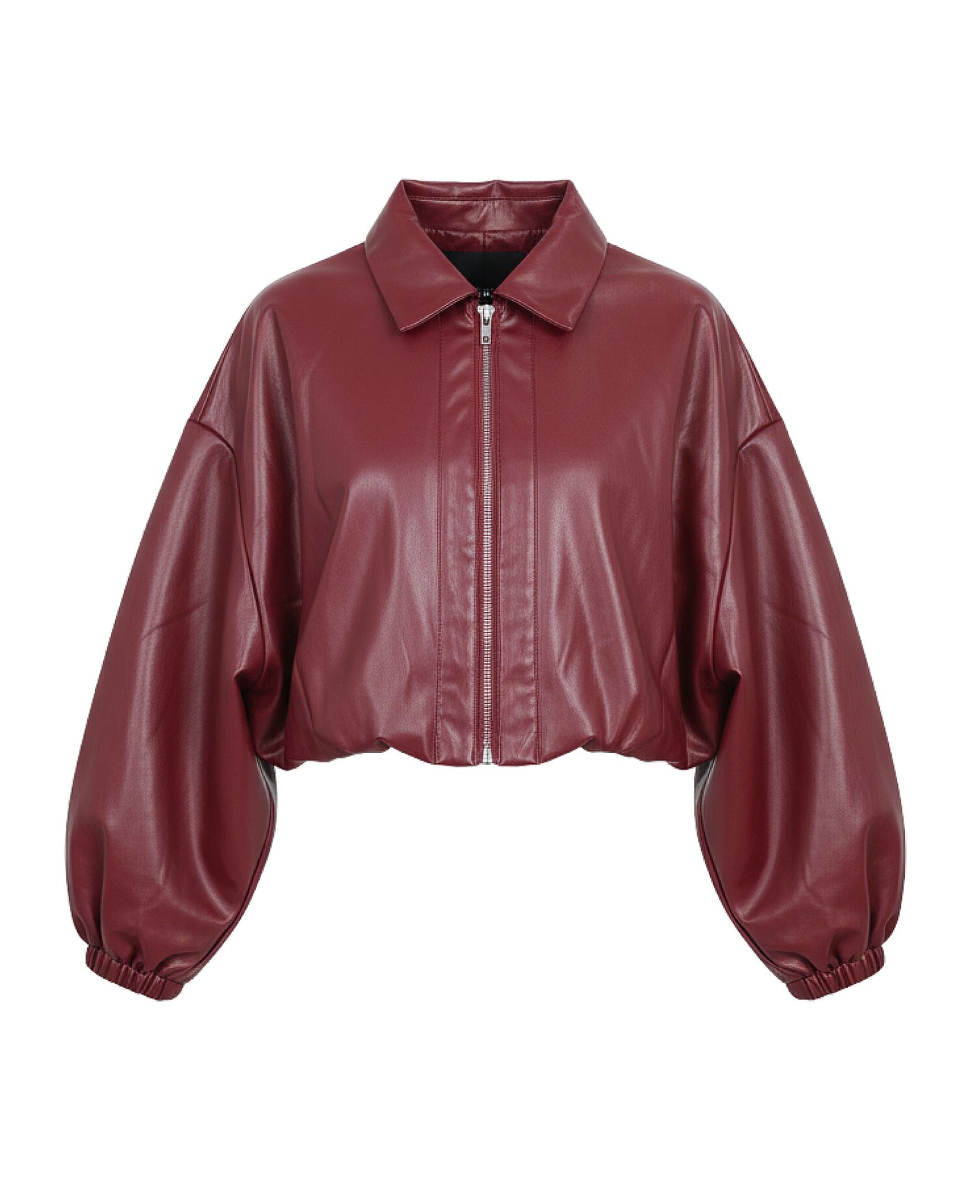 Faux Leather Crop Bomber Jacket view 2