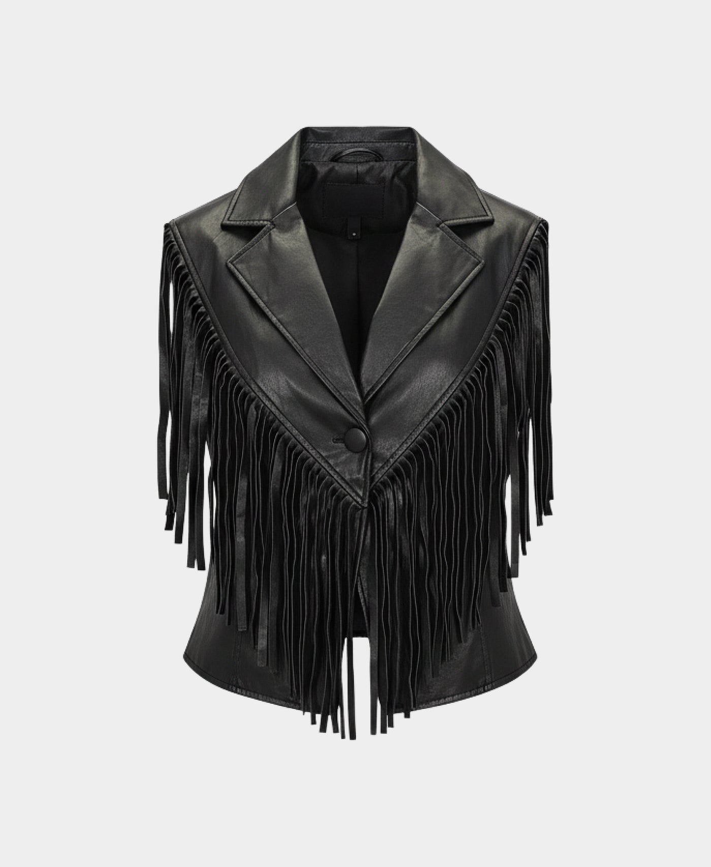 Faux Leather Capelet w/ Fringe view 2