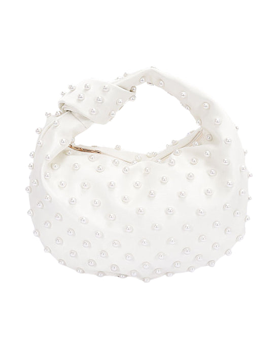 Faux Pearl Satin Handbag view 