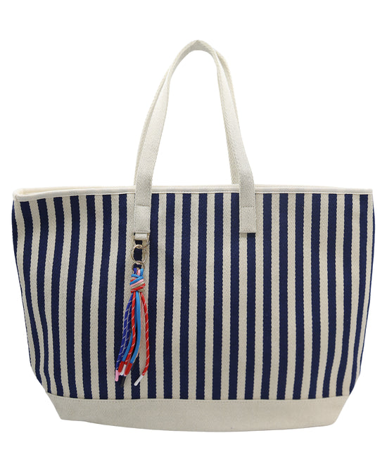 Striped Tote Bag w/ Charm view 