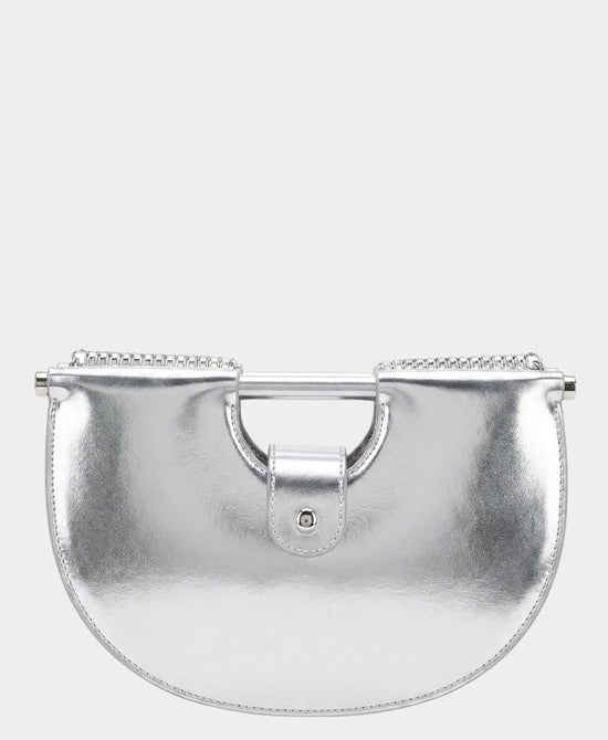 
Metallic Faux Leather Noodle Bag in SILVER view 2