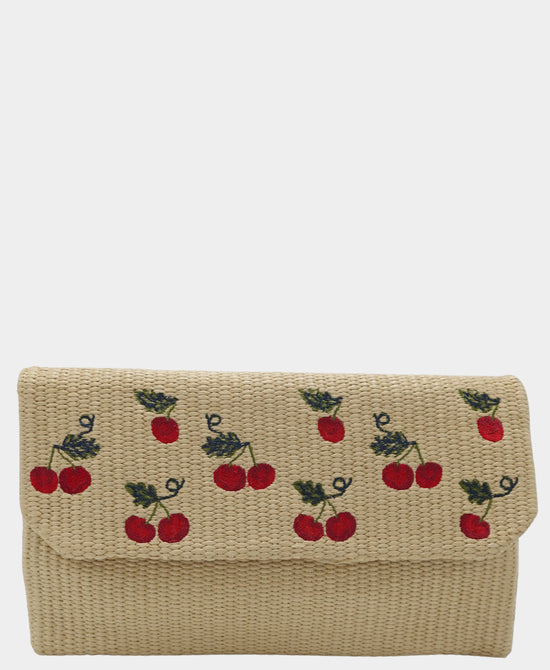 Cherry Embroidered Clutch Bag view 1