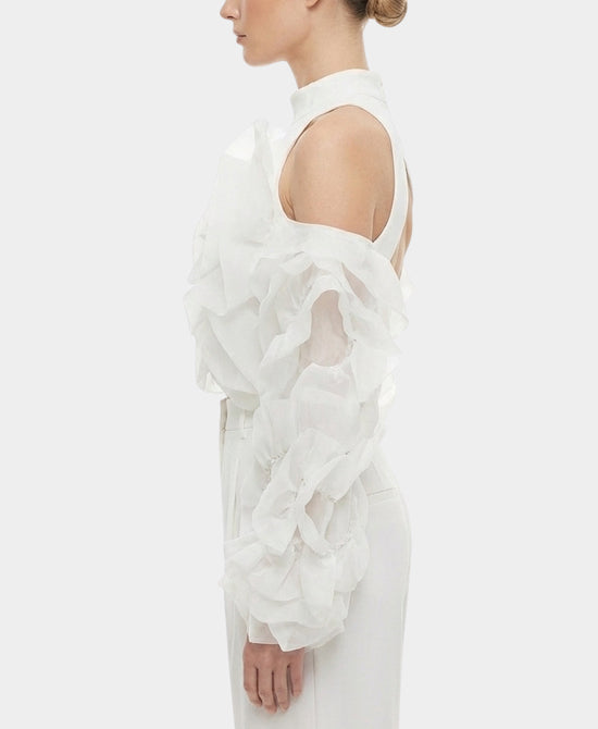 Ruffle Cold Shoulder Top view 2