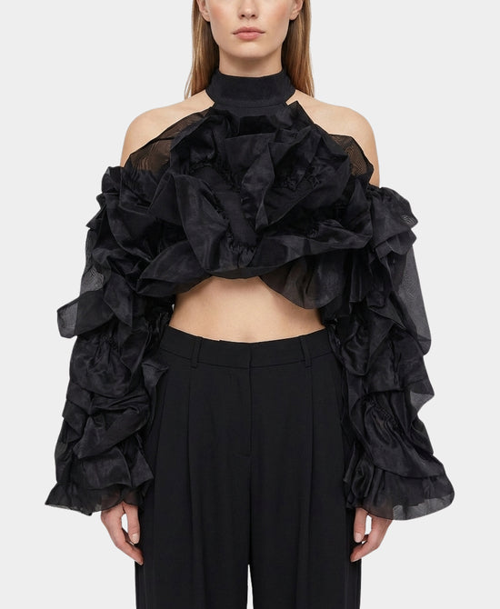 Ruffle Cold Shoulder Top view 1