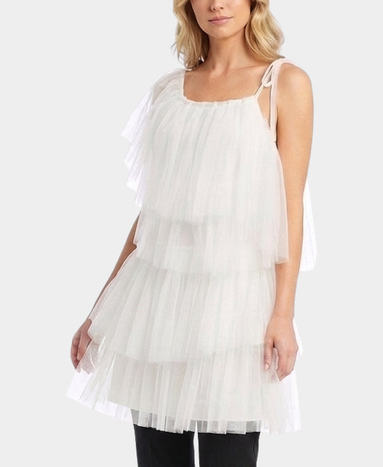 
Tulle Tiered Top in WHITE view 1