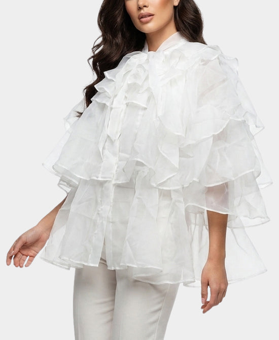
Tiered Ruffle Blouse in WHITE view 1
