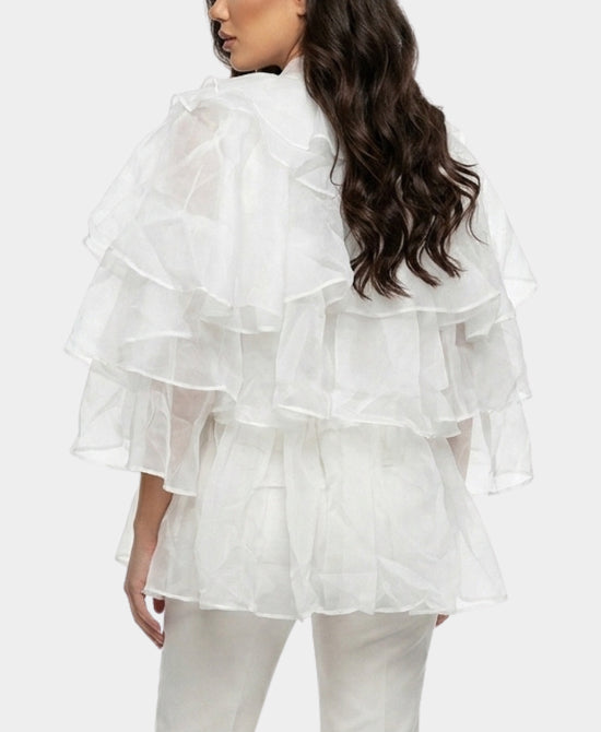 
Tiered Ruffle Blouse in WHITE view 2