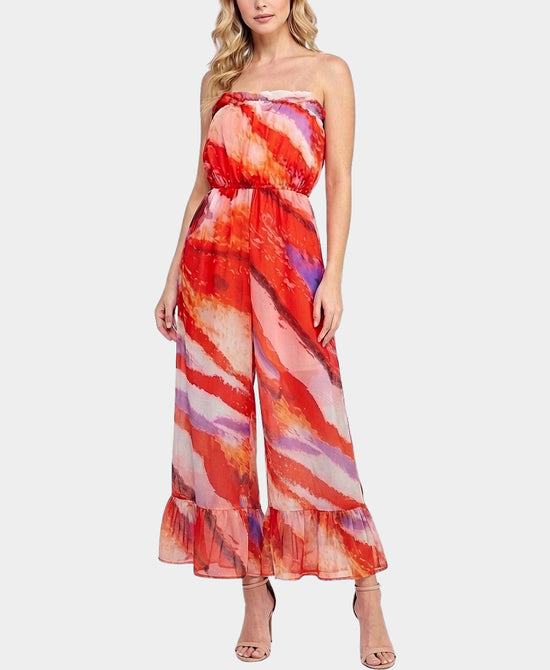 Printed Strapless Jumpsuit view 1