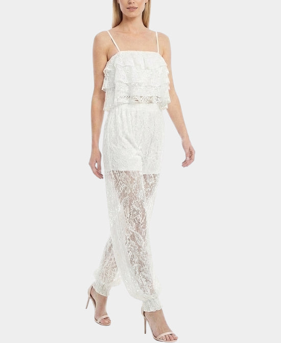 
Lace Ruffle Top & Pant Set- 2 Pc Set in WHITE view 1