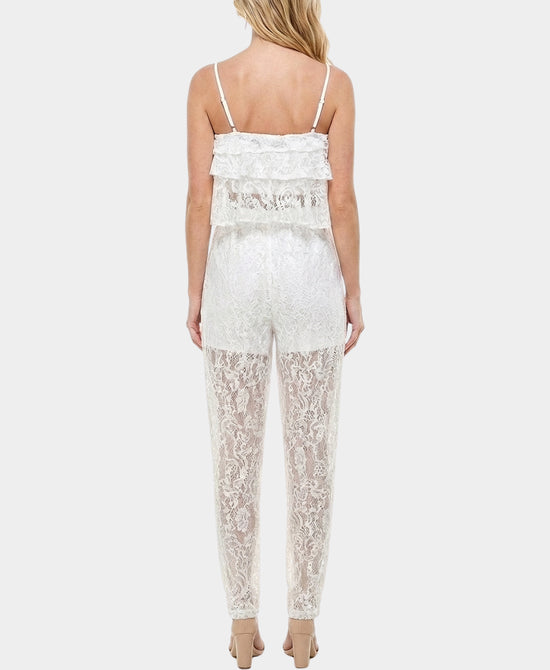 
Lace Ruffle Top & Pant Set- 2 Pc Set in WHITE view 2