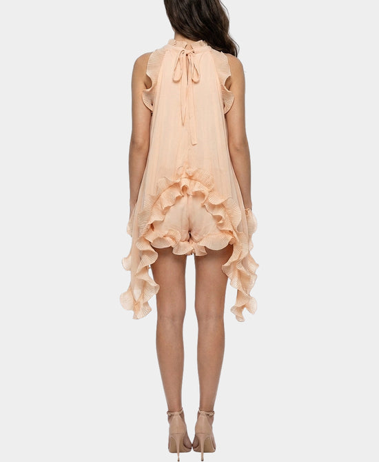 
Ruffle Hem Top & Shorts Set- 2 Pc Set in BEIGE view 2