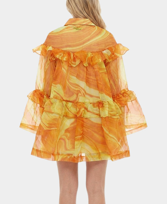 
Printed Tiered Ruffle Dress in ORANGE MULTI view 2
