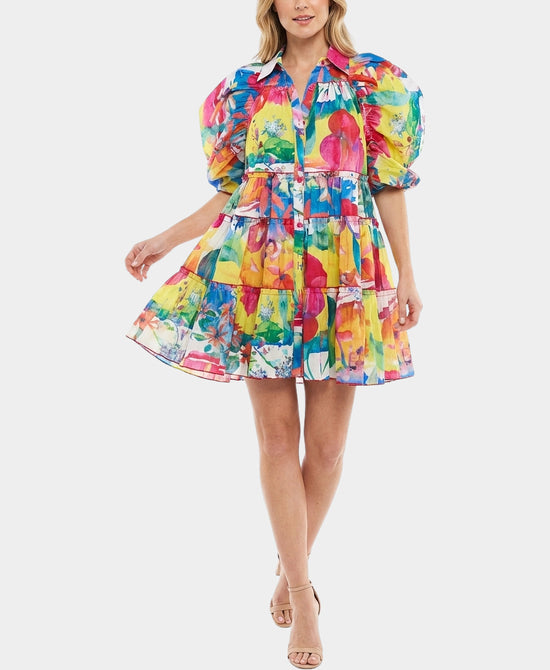 
Printed Tiered Dress in MULTI view 1