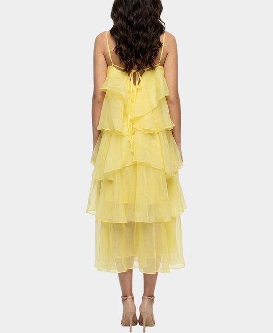 
Tiered Maxi Dress w/ Rosette in YELLOW view 2