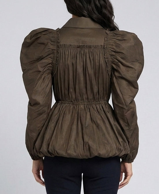
Puff Sleeve Bubble Top in OLIVE view 2