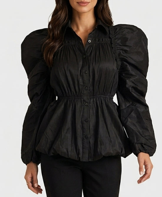 
Puff Sleeve Bubble Top in BLACK view 1