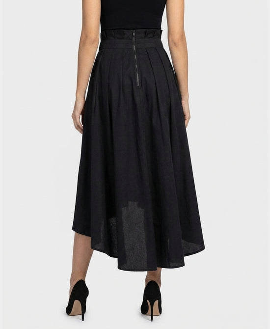 
High Waisted Hi-Lo Skirt in BLACK view 2