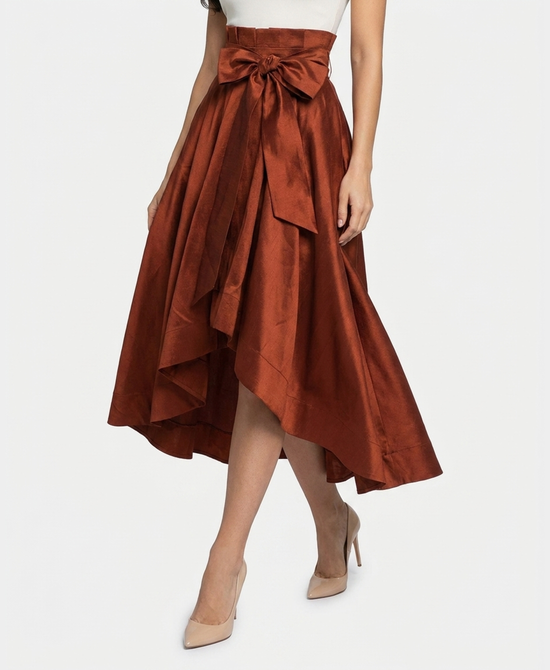
Hi-Lo Shimmer Skirt in RUST view 1