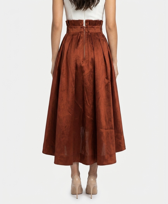 
Hi-Lo Shimmer Skirt in RUST view 2