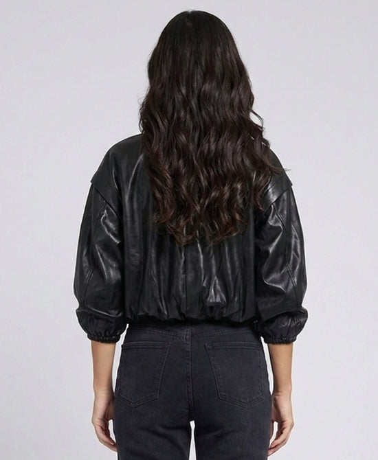 
Faux Leather Crop Jacket in BLACK view 2