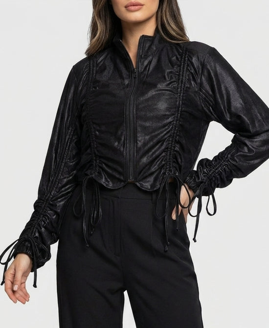 
Crop Drawstring Jacket in BLACK view 1