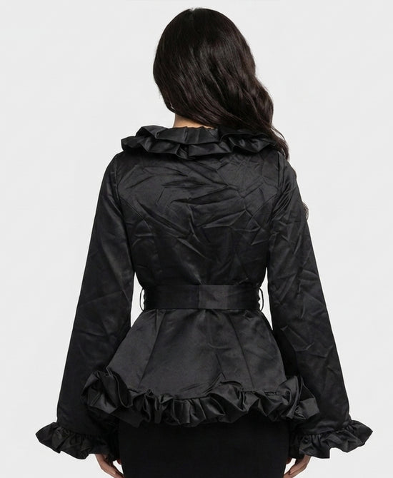
Ruffle Trim Jacket in BLACK view 2
