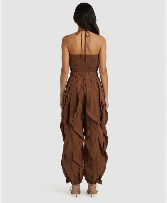 
Ruffle Halter Jumpsuit in BROWN view 2