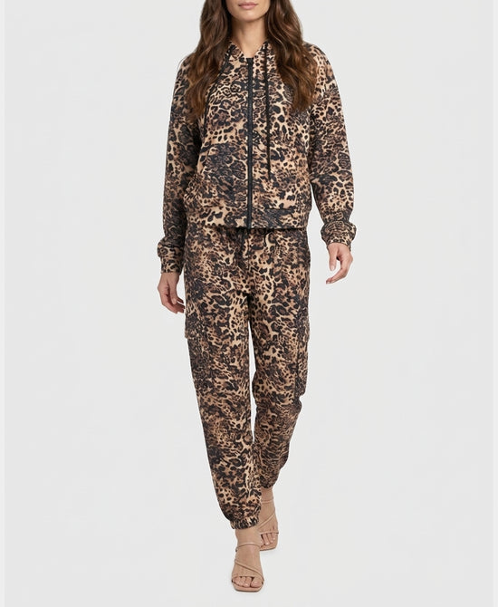 
Animal Print Zip Up & Jogger Set- 2 pc Set in BROWN MULTI view 1