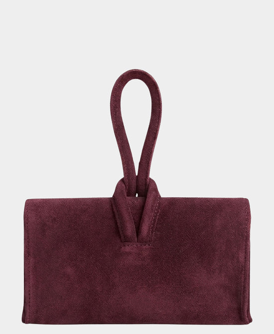 
Suede Loop Thru Handle Handbag in BURGUNDY view 2