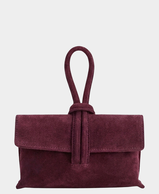 
Suede Loop Thru Handle Handbag in BURGUNDY view 1