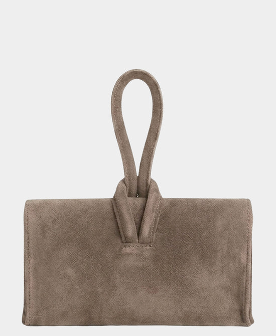 
Suede Loop Thru Handle Handbag in TAUPE view 2