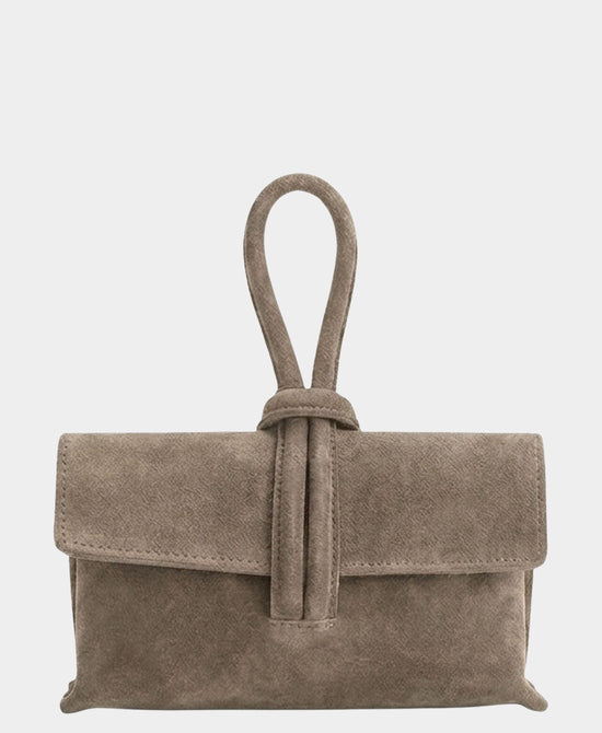 
Suede Loop Thru Handle Handbag in TAUPE view 1
