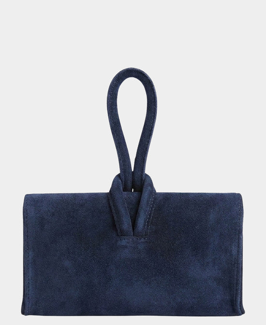 
Suede Loop Thru Handle Handbag in NAVY view 2