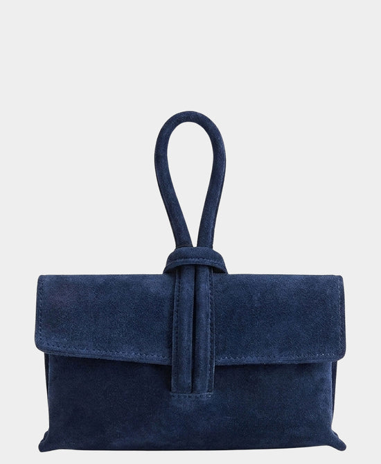 
Suede Loop Thru Handle Handbag in NAVY view 1