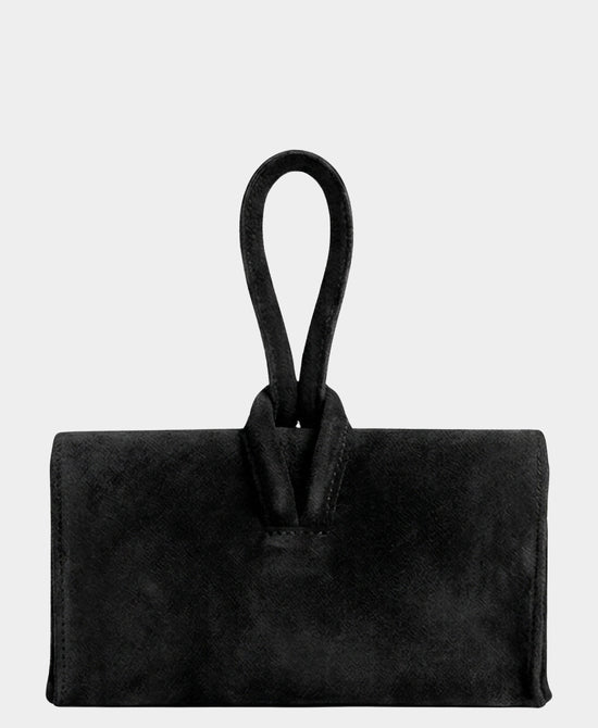 
Suede Loop Thru Handle Handbag in BLACK view 2