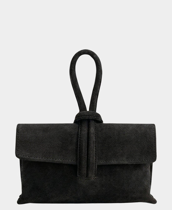
Suede Loop Thru Handle Handbag in BLACK view 1