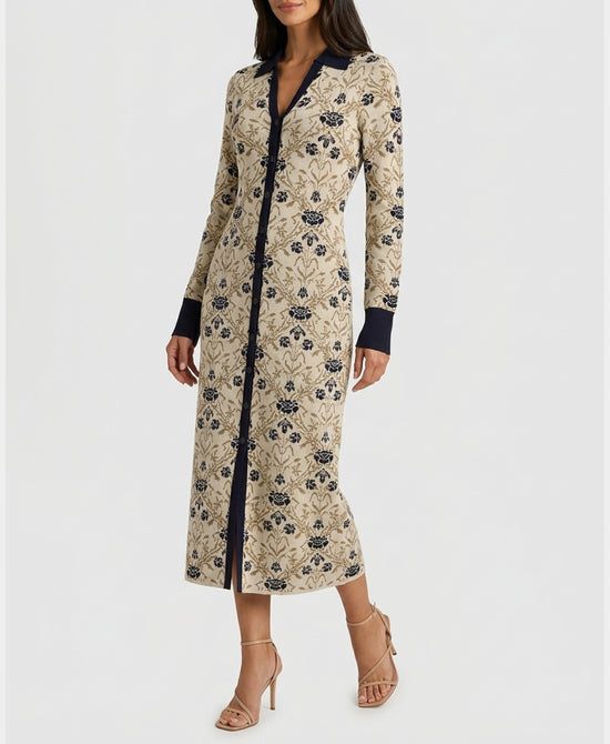 
Printed Sweater Dress in CREAM MULTI view 1