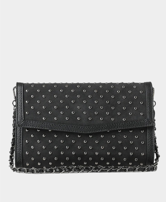 Faux Suede Studded Crossbody Bag view 