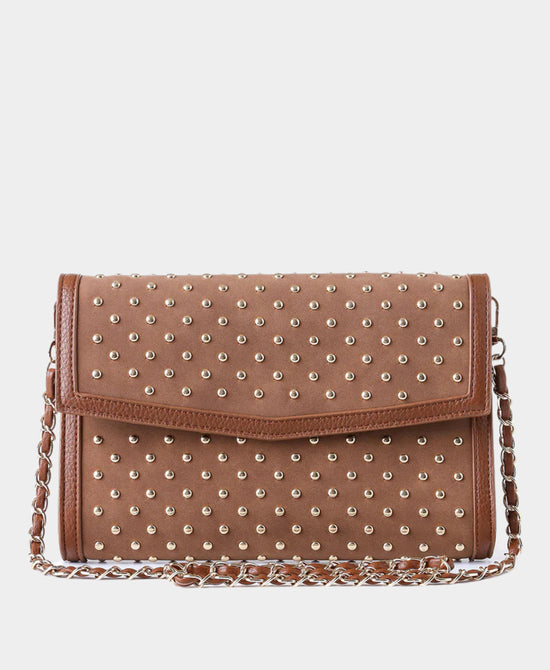 Faux Suede Studded Crossbody Bag view 