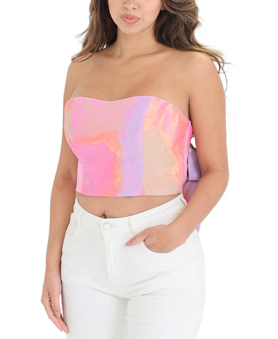 Pastel Crop Top w/ Bow Back image 1