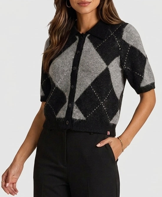 
Argyle Print Sweater in BLACK/GREY view 1