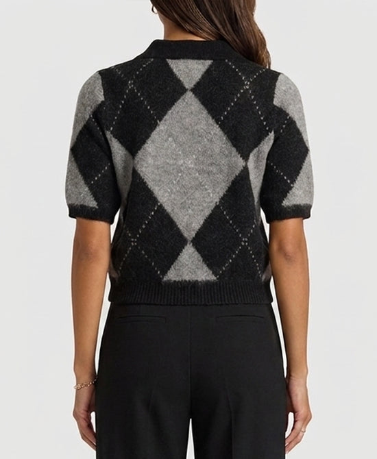 
Argyle Print Sweater in BLACK/GREY view 2